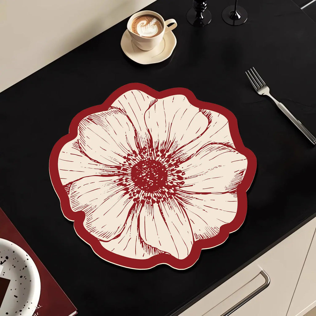 Nordic Style Kitchen Draining Mat Quick-Dry Home Coffee Machine Mat Dirt-Resistant Counter Mat Kitchen Dinnerware Placemat
