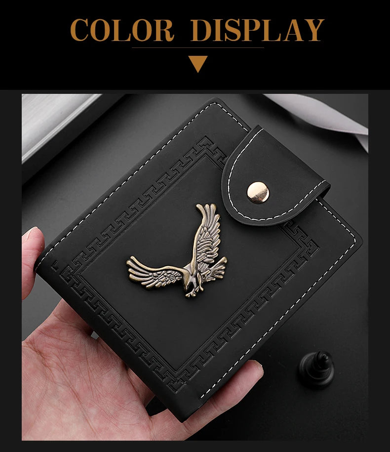 Men's Wallet Men's Short Wallet Youth Fashion Personality Pu Leather Credit Card ID Card Holder Wallet Folding Wallet