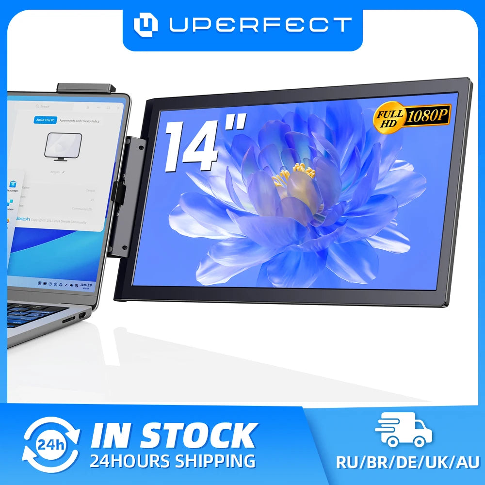 UPERFECT Laptop Screen Extender 14" FHD 1080P IPS Laptop Monitor Extender Dual Screen Portable Monitor for Laptops 13-17"