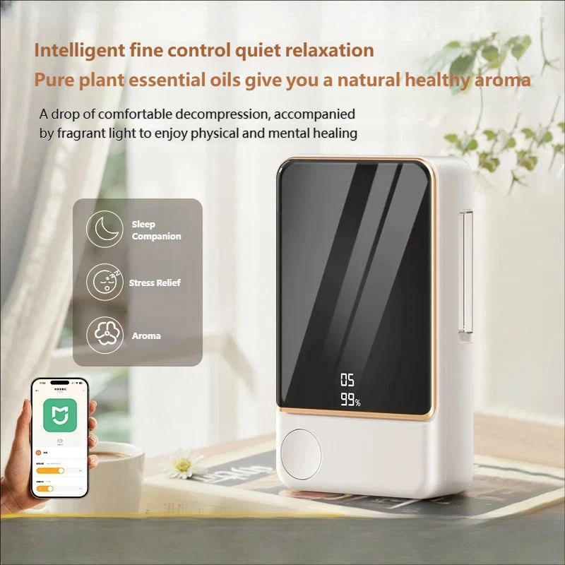 Smart Aroma Diffuser Air Purifier 5 Gears Digital Display for Plant Essential Oils Wall Mount Tabletop USB Charging Living Room