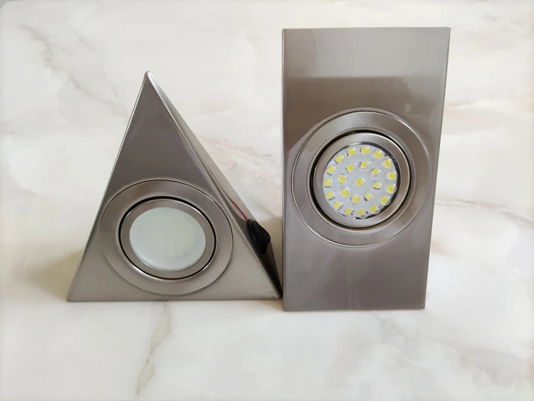 Geometric Stainless Steel Cabinet Light with Switch for Kitchen Wardrobe Bookshelf Lighting Creative Triangle Indoor Wall Lamp