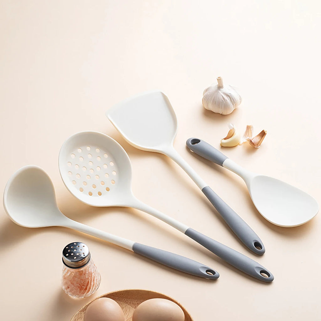 4pcs Silicone Kitchenware Utensils Set Pot Shovel Leaky Spoon Soup Spoon Ladle Cooking Set Party Home Kitchen Tools