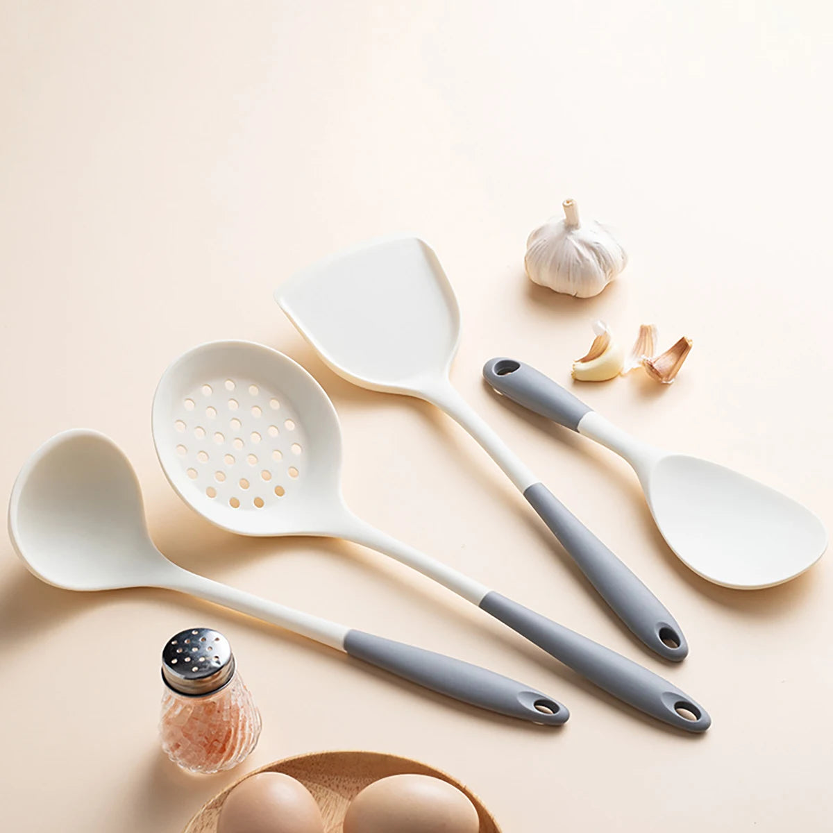 4pcs Silicone Kitchenware Utensils Set Pot Shovel Leaky Spoon Soup Spoon Ladle Cooking Set Party Home Kitchen Tools