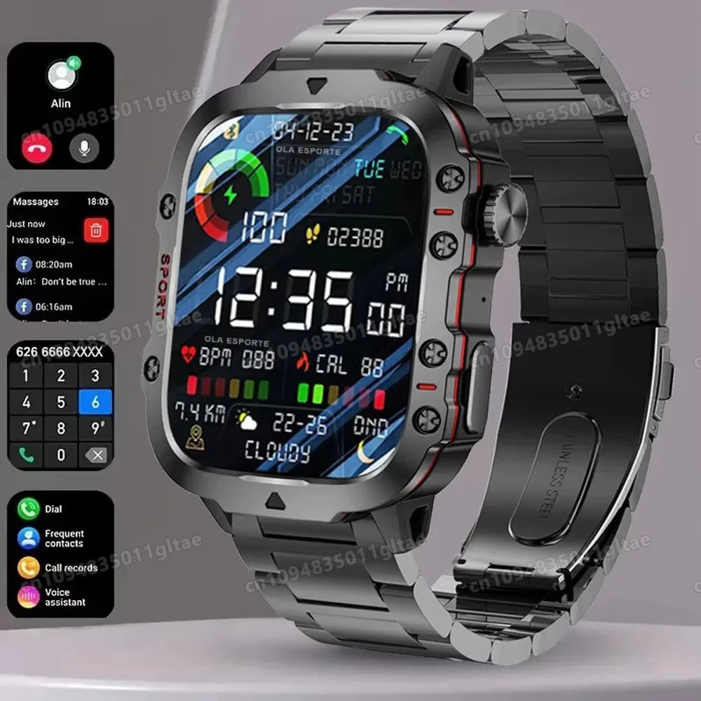 2026 New Military Smart Watch Men IP68 5ATM Outdoor Sports Fitness Tracker Health Monitoring 1.81Inch Bluetooth Calls Smartwatch