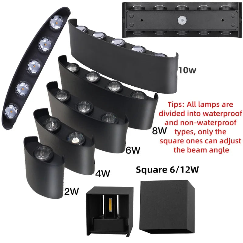 LED Wall Light AC110V-220V Outdoor Waterproof Home Decoration Up Down Wall Interior Lamp Living Room Bedroom Stairs Lighting