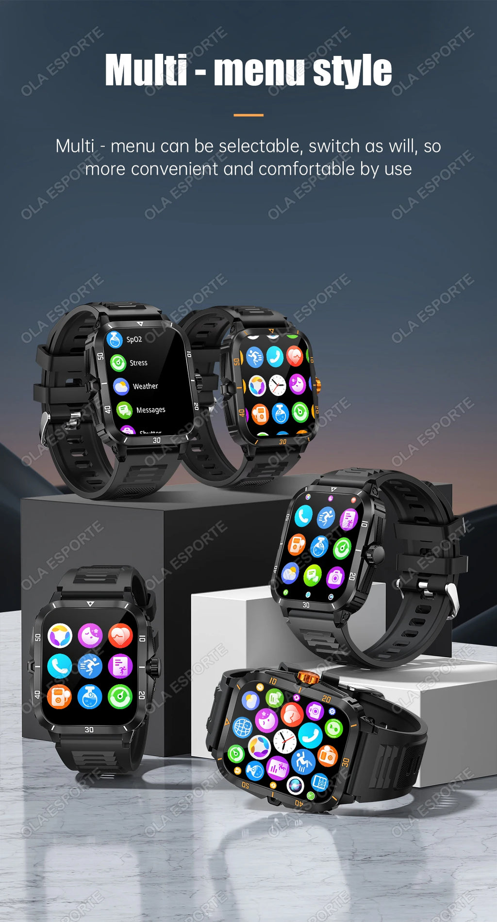 2025 Outdoor Military Watch 1.96" Smartwatch Men Bluetooth Calls Health Monitoring Smart Watch Sport Fitness Watches For Android