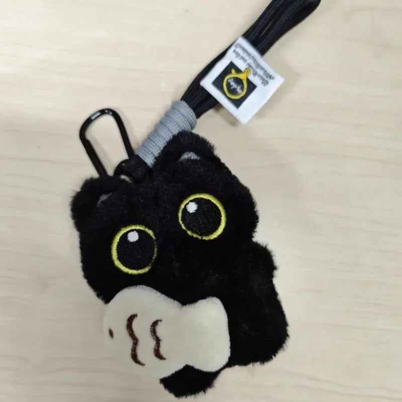 2Pcs Cool Plush Black Cat Doll Toy Keychain Bag Pendant Charms Car Keyring Accessories for Women Couples Kawaii Gift