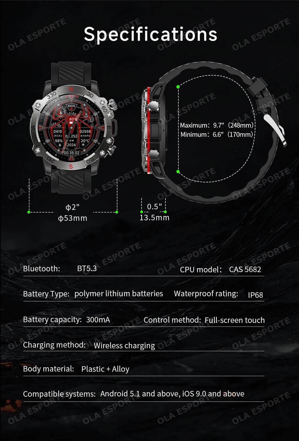 GPS Smart Watch 5ATM Waterproof Built-in Dual-band GNSS GPS Motion trajectory Military Sport Smartwatch Men 2025 New For Android