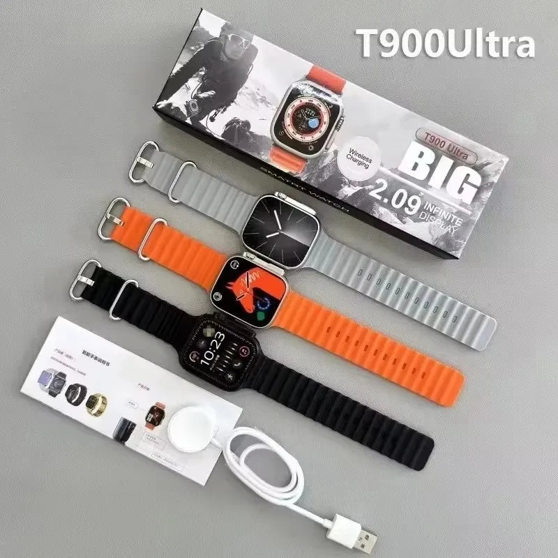 Wholesale T900 Ultra Smart Watch Men 49mm Series 9 AMOLED Screen NFC Compass Waterproof  Watch IWO Ultra 9 Smartwatch Men+Gift