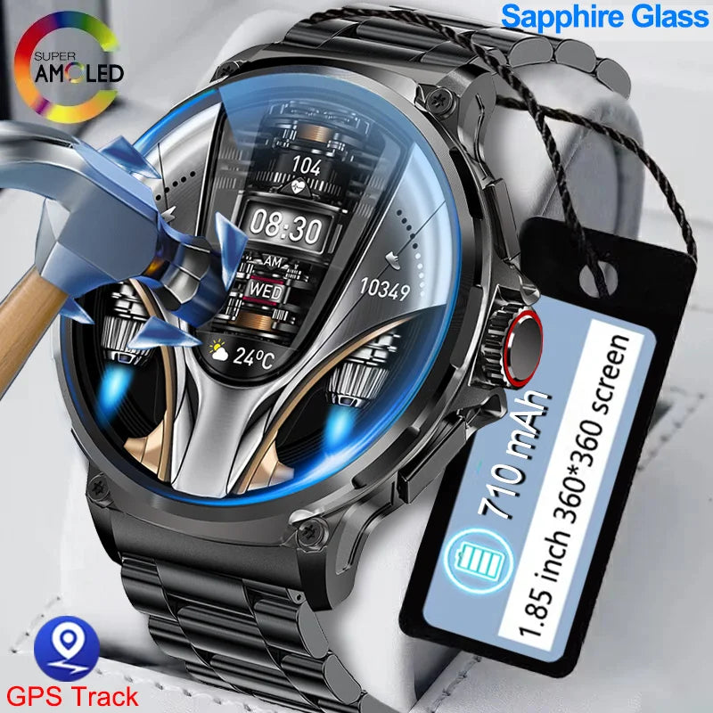710mAh Bluetooth Call Smart Watch Men Sports Fitness Watches 1.85"HD Health Monitor Waterproof Smartwatch Men For Holiday Gifts