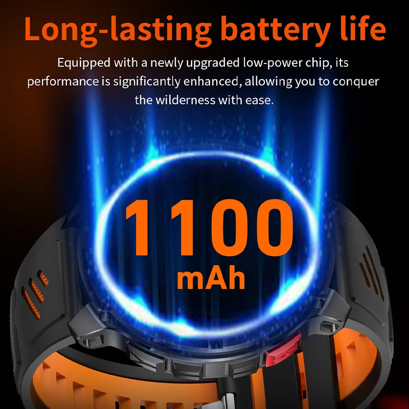 LIGE New Outdoor Sport Tracker Smart Watch Men 1100mAh Large Battery Long Standby Time Bluetooth Call IP68 Waterproof Smartwatch