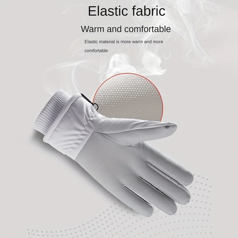 Winter Unisex Snowboard Ski Gloves PU Leather Non-slip Touch Screen Waterproof Motorcycle Cycling Fleece Warm Snow Gloves