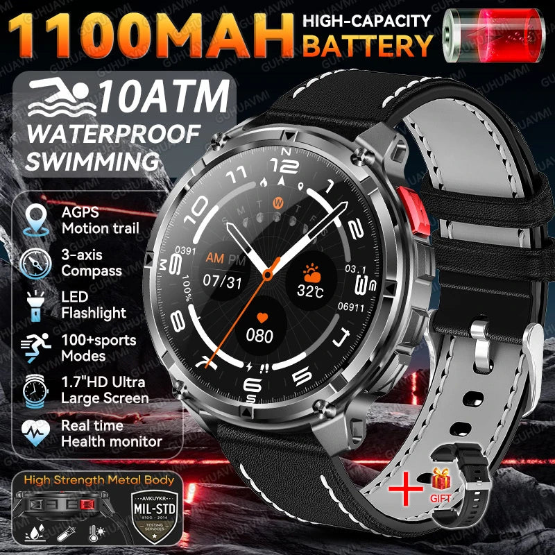 2026 New T-Rex 3 Pro Smart Watch 1100mAh Long Battery Dual-Band GPS 10ATM Waterproof Military Grade Sports Outdoor Smartwatches