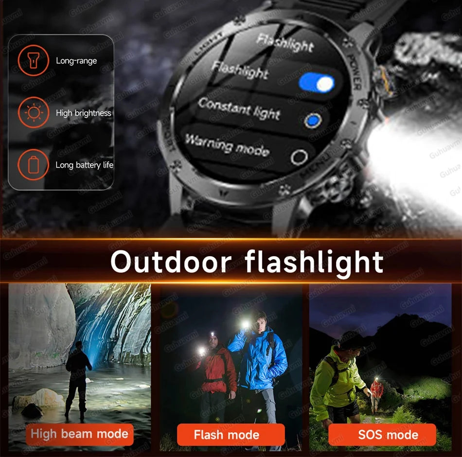 2025 New Military Grade Men 1000mAh Super Large Battery Smart Watch GPS 3ATM Waterproof Bluetooth Call Sports Fitness Smartwatch