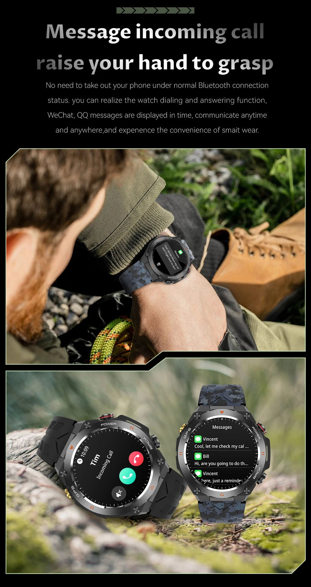 2024 COLMI V75 GPS Smart Watch 1.45" Ultra HD Display Built-in GPS & Compass Make/Receive Phone Calls Smartwatch 650mAh Battery