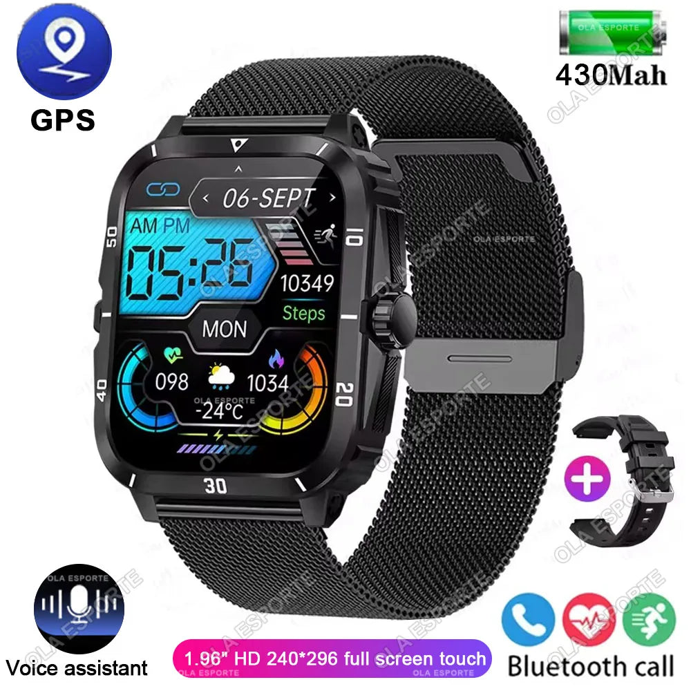 2025 Sport Smart Watch For Men 1.96'' Screen Blood Oxygen Bluetooth Call Watch 100+Sport Waterproof Smartwatch Man Reloj Hombre