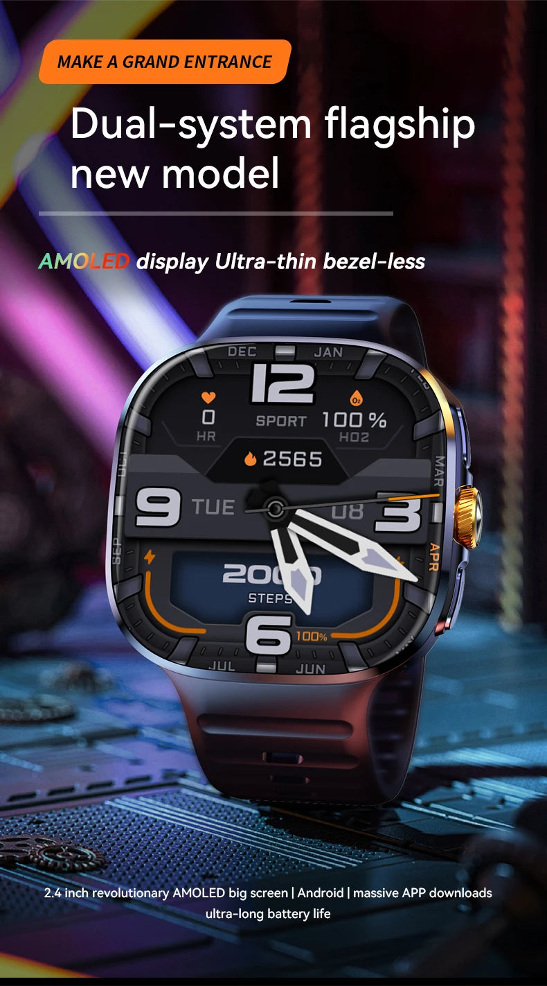 M99 Smart Watch Men's Watch SIM card 4G Android Google Play 2.4 inches 480*480  Amoled 32gG Memory GPS WIFI SmartWatches