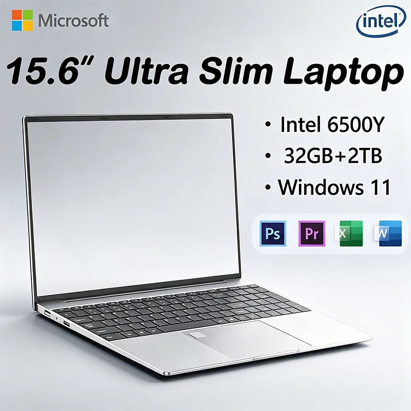 Inflexible Sturdy 15.6" Intel N3700 Portable Laptop Windows11 Notebook 32GB DDR4 2TB SSD Pc Gamer Office Computer