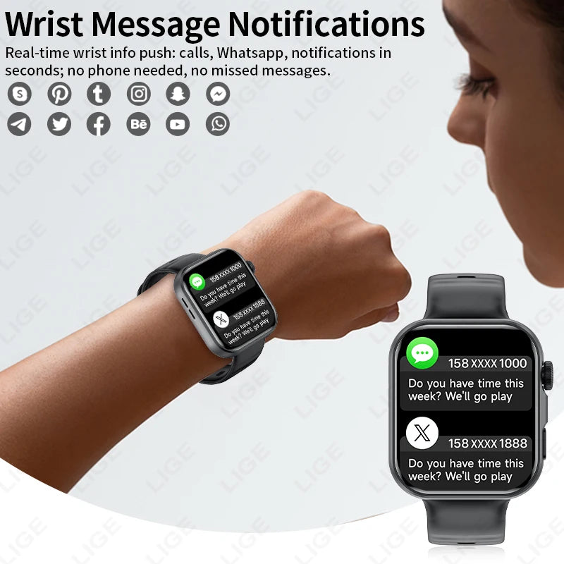 LIGE 1.83" HD Screen Smart Watch For Man Women Bluetooth Call Sports Fitness Heart Rate Blood Oxygen Monitor Men Smartwatch 2026