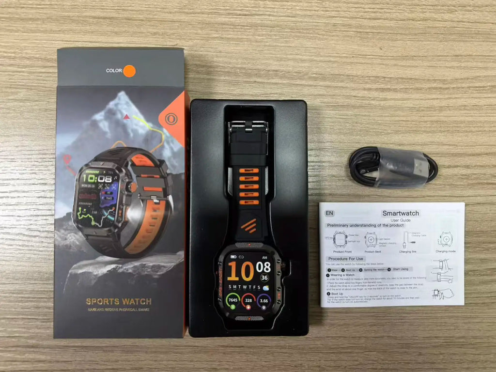 New Military Smartwatch Real GPS Compass Outdoor Smart Watch 3ATM Waterproof Sports Watches for Man Woman Electronics Clock 2025