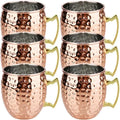1-6PCS Stainless Steel Moscow Mule Beer Mugs Metal Copper Plated Hammered Anti-fall Beer Mug Cocktai Mugs Bar Banquet Drink Mugs