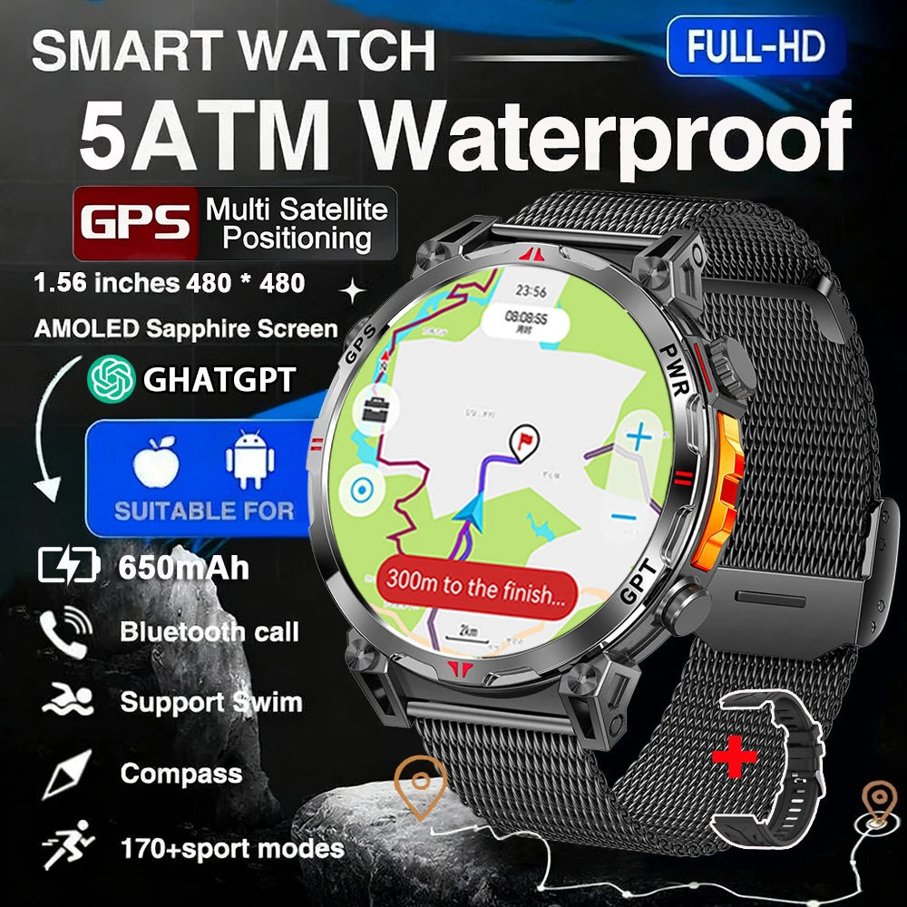 2025 New Professional GPS Sports Smart Watch Outdoor RIDE Run GPS track Swim Watchs Compass Altimeter 5ATM Sports Bracelets Men