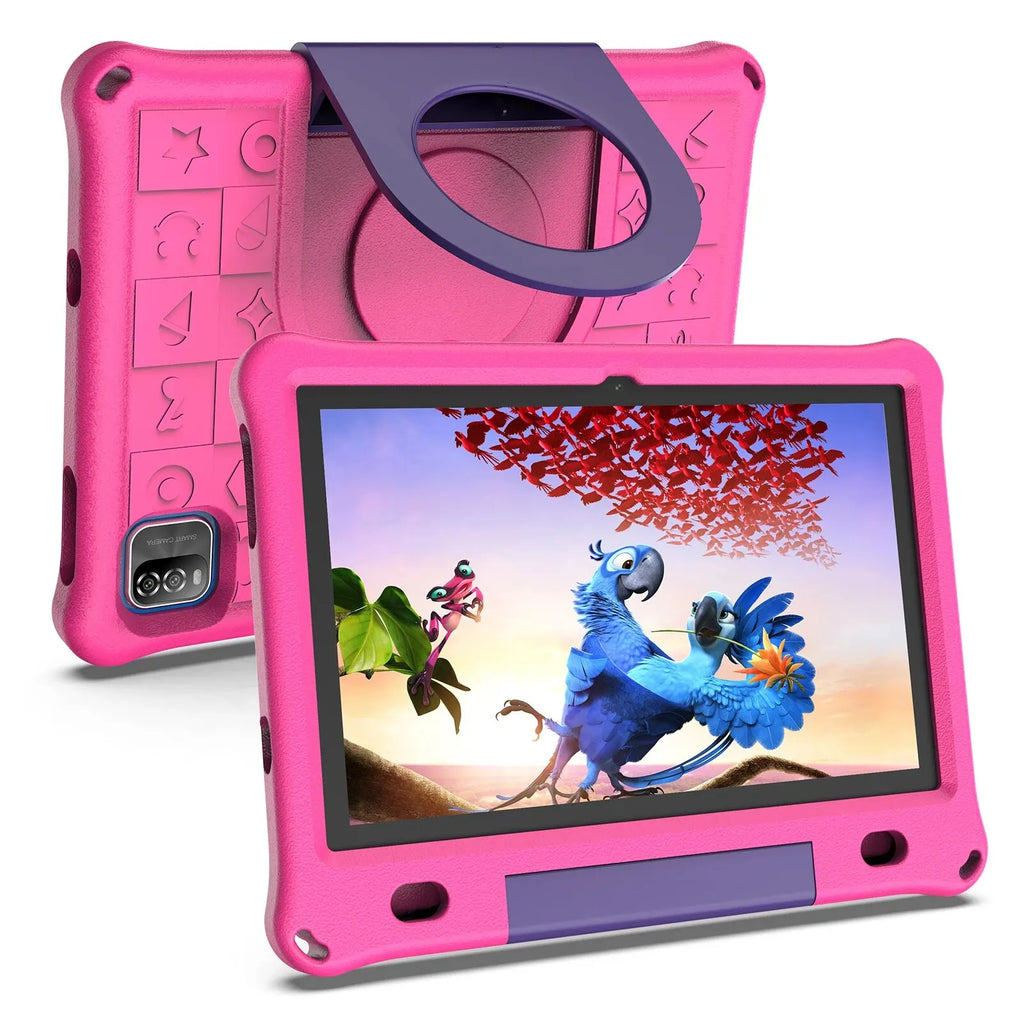 Pritom 10.1 Inch Kids Tablet Android 15 WIFI 6 Quad Core Processor 3GB RAM 64GB ROM YouTube with EVA Protective Case