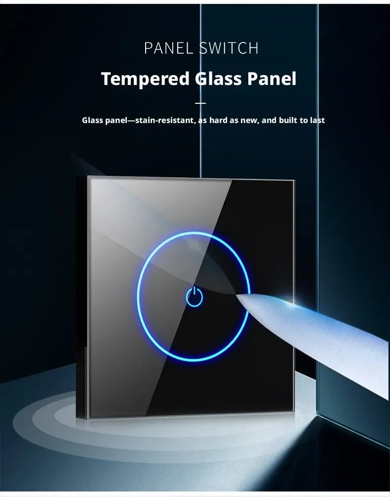 Tuya Smart Life WiFi Smart Touch Switch Tempered Glass Panel WiFi Bluetooth Dual Mode+RF433 Alexa/Google Home Voice Control