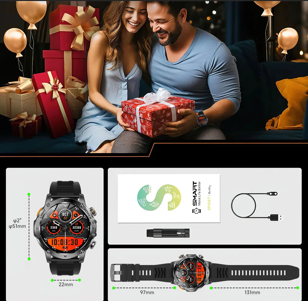 2025 New Military Grade Men 1000mAh Super Large Battery Smart Watch GPS 3ATM Waterproof Bluetooth Call Sports Fitness Smartwatch