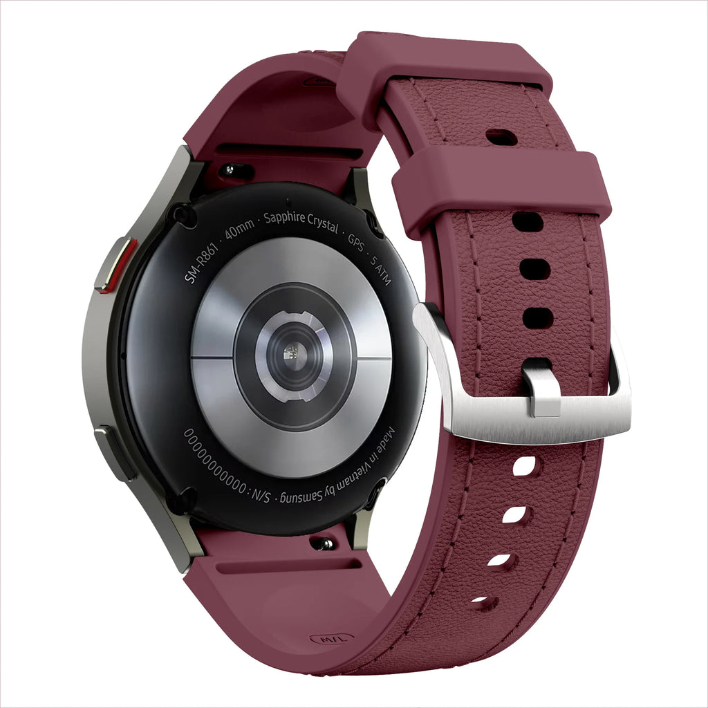 Silicone+Leather Strap for Samsung Galaxy Watch 7 6 5 4 FE 40mm 44mm No Gap Bracelet Band Watch 6 4 Classic 43/47mm 42/46mm Belt