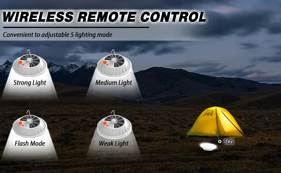 Portable Camping Light Power Bank LED Camping Lanterns With Remote Control Waterproof Outdoor Tent Light Rechargeable Flashlight
