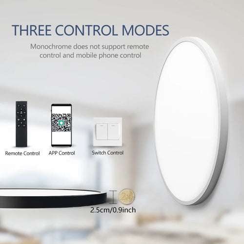 0.9 Inch Ultra-thin Smart LED Ceiling Light Pendant 24W 28W 38W 48W AC85V-265V Indoor Home Decorative Fixtures Remote Control