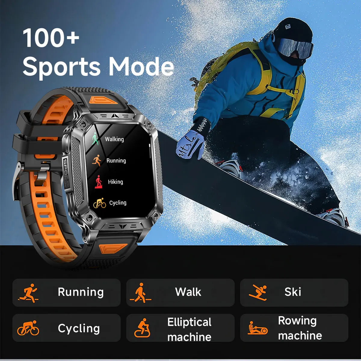 2026 New Military Grade 1400mAh Battery Smart Watch GPS Tracks 5ATMWaterproof Flashlight Heart Rate 2.1" Durable Smartwatch Men