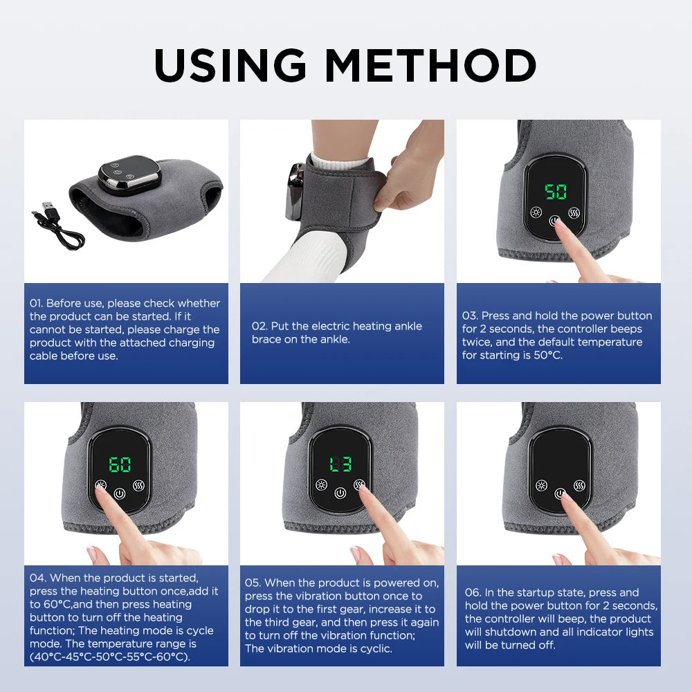 Electric Wrist Brace with Adjustable Hot Compress Vibration Massage Ankle Guard Band Carpal Tunnel Hand Foot Protection Tool