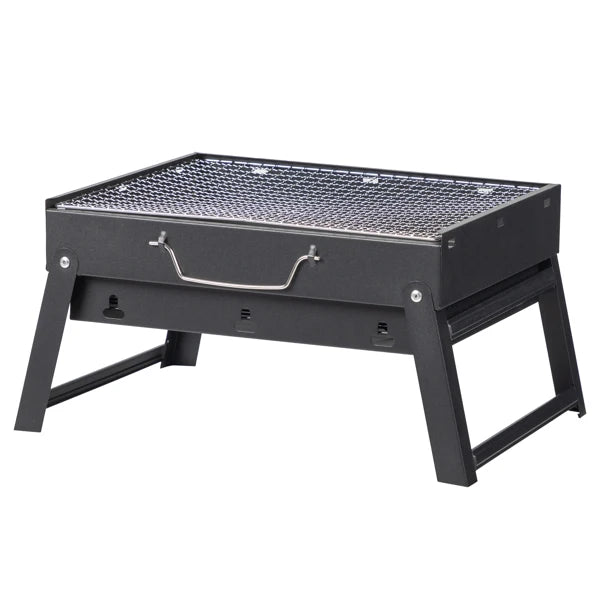 Portable Foldable Charcoal Grill | 38cm Compact Design | Light Steel Material Easy to Install | Equipped with Removable Ash Collector, Fast Heat Dissipation | Suitable for Camping, Picnicking, Beach, Backyard, and Small Group