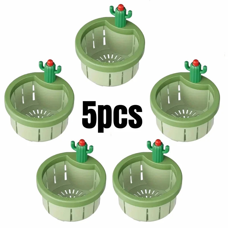 1-5pcs Cactus Sink Drain Strainer Press Automatic Dumping Basket Multi-functional Use Filter Net for Tub Kitchen Waste Collector