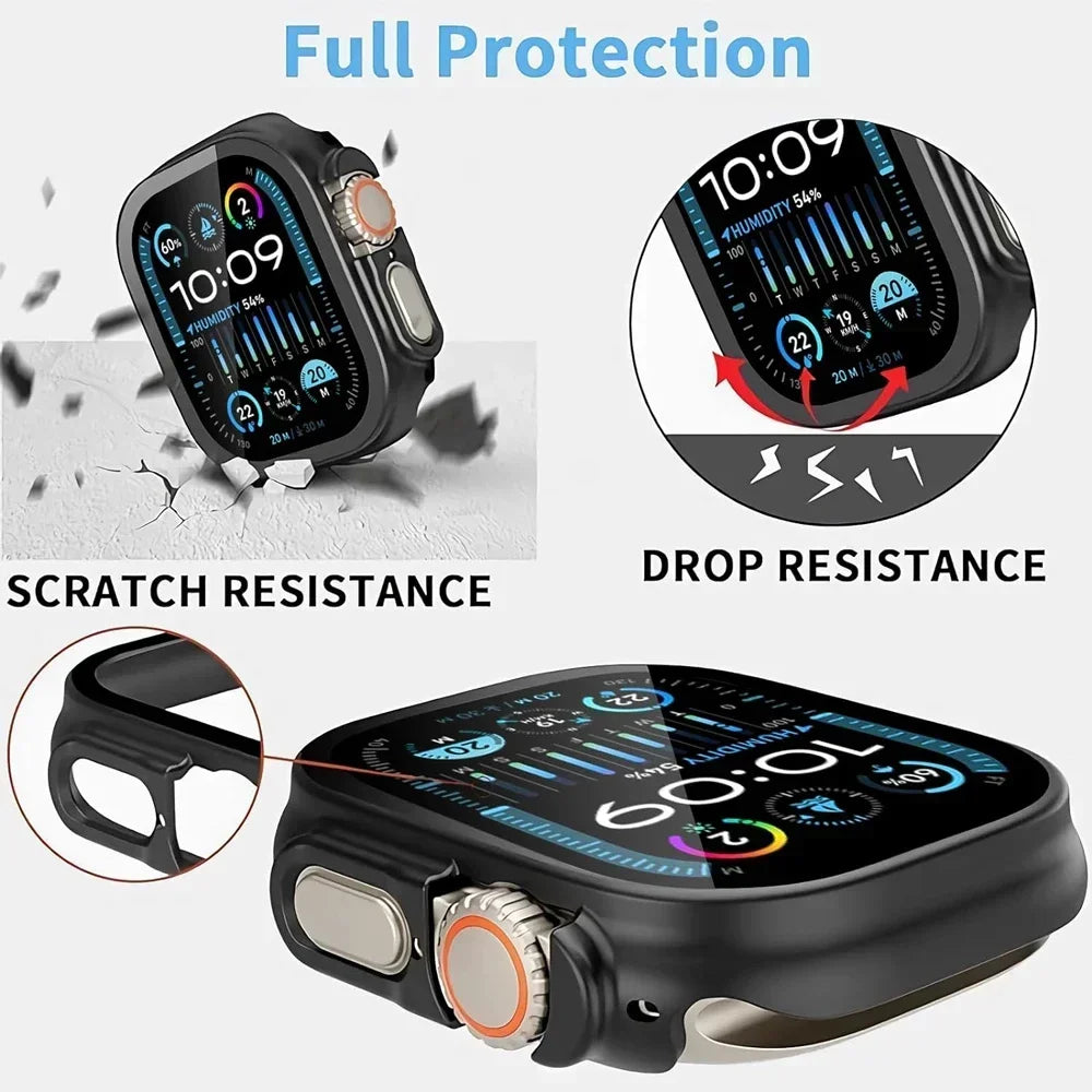 HD Tempered Glass+Case For Apple Watch Ultra 3 49mm PC Bumper+Screen Protector Cover iWatch Ultra 2/1 49mm drop resistance Shell