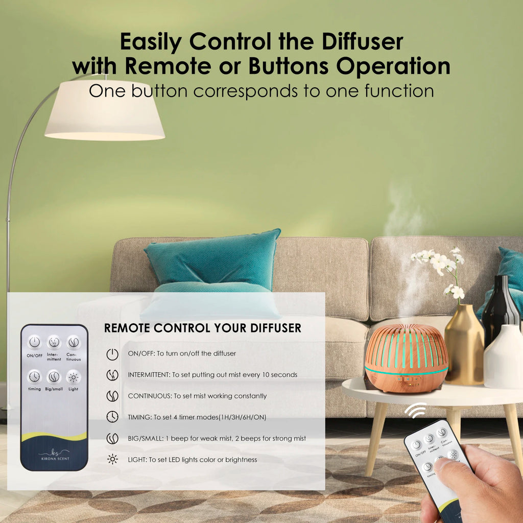 500ML Remote Control Electric Aromatherapy Diffuser with Colorful LED Lamp Essential Oil Air Humidifier Diffuser for Home Office
