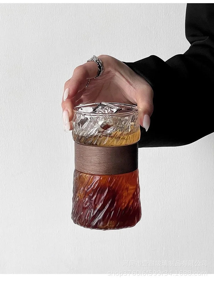 2Pcs heat-resistant glass hanging ear coffee cup transparent with cup cover ice American cup retro high value high borosilicate