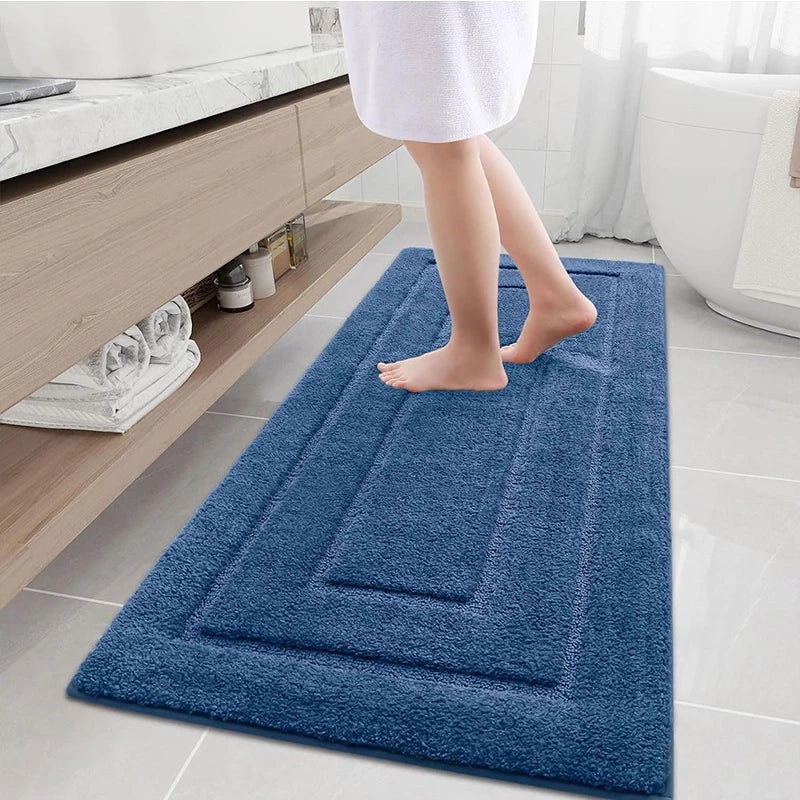 Homaxy Double Frame Velveteen Bathroom Mat Floor Mat Indoor Non Slip Door Mat Dirt Trap Absorbs Water Comfortable Bathroom Mat