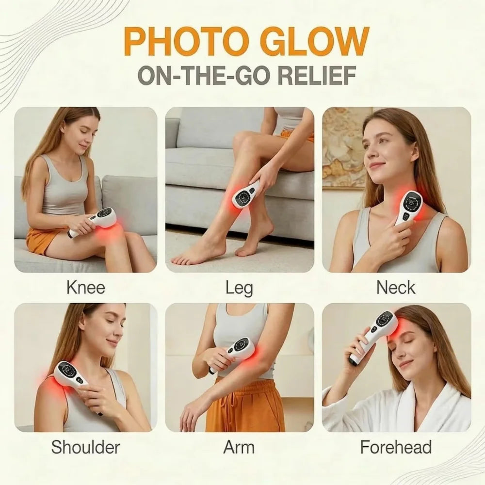 Red Light Therapy Device Handheld 650nm 808nm Low Level Laser Pain Relief Massager Portable Infrared Light Therapy Wand for Face Body Muscle Neck Shoulder Knee Back Foot, 12 Red LEDs 2 NIR Beads White