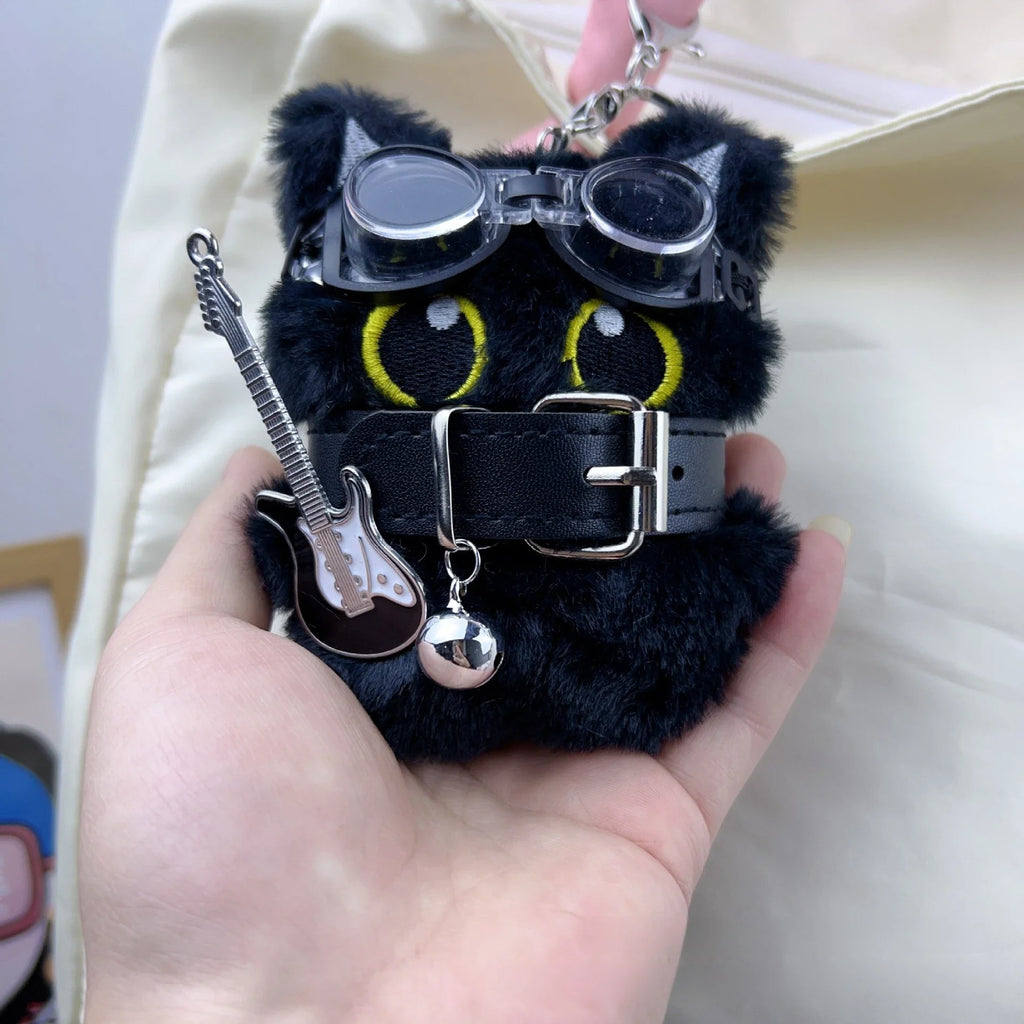 Punk Style Black Cat Keychain Cute Big Eye Cat Bag Charm  Gift