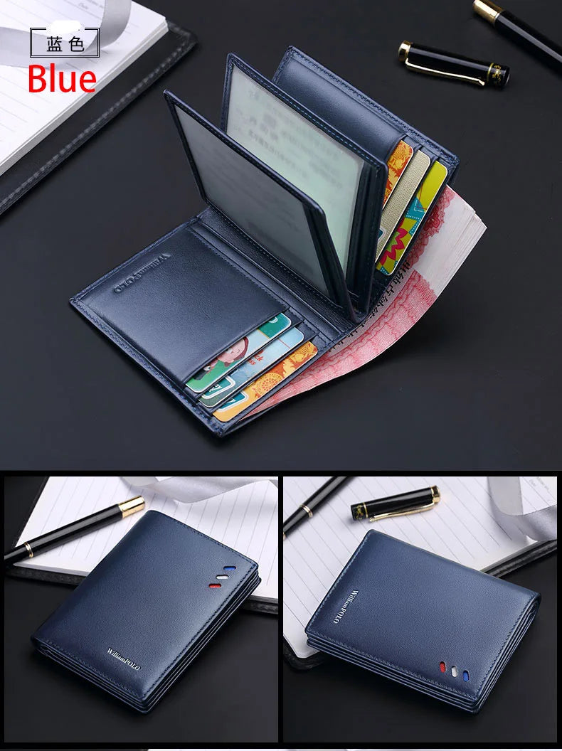 Genuine leather men's wallet, fashionable short style card holder, multifunctional coin purse