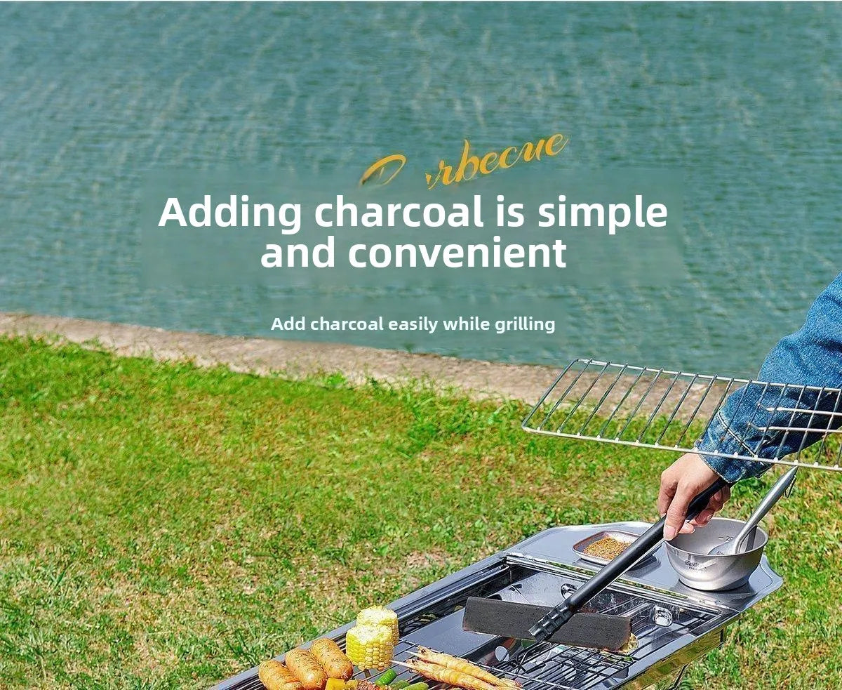 Large Portable Outdoor BBQ Grill Charcoal Grill Cooking Tool for Camping Picnic Garden Home Use Easy to Clean Easy to Carry
