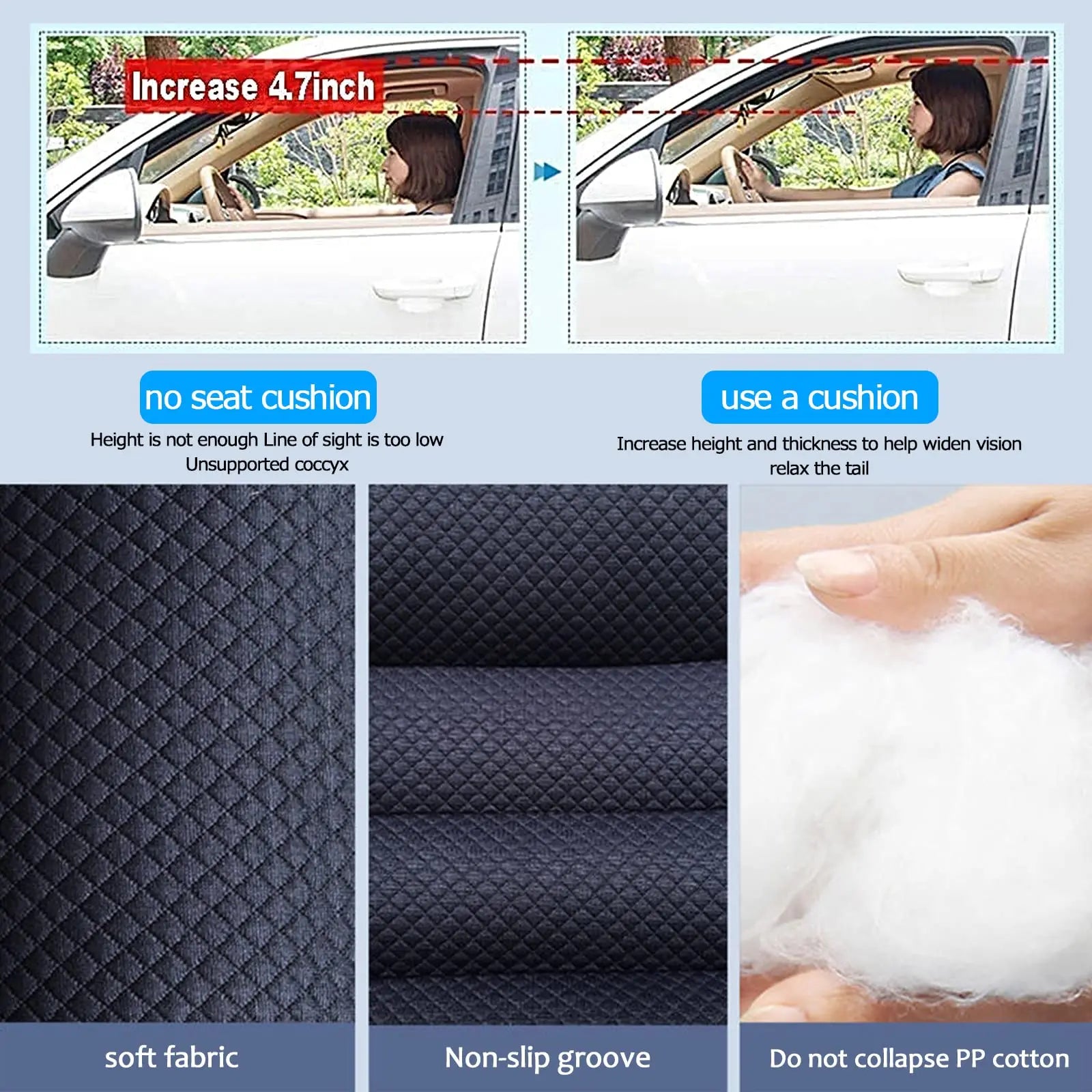 Extra Large Seat Cushion - Firm Memory Foam Chair Pad | For Recliner, Wheelchair, Office Chair, Car, Stadium & More