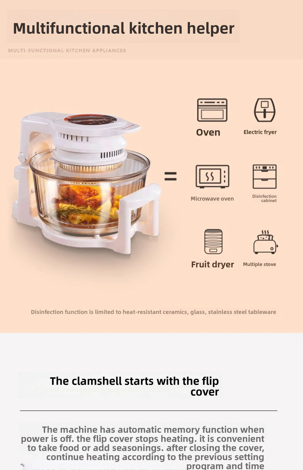Visual Air Fryer New Household 17L Large Capacity Multi-Functional Glass Electric Fryer French Fries Machine
