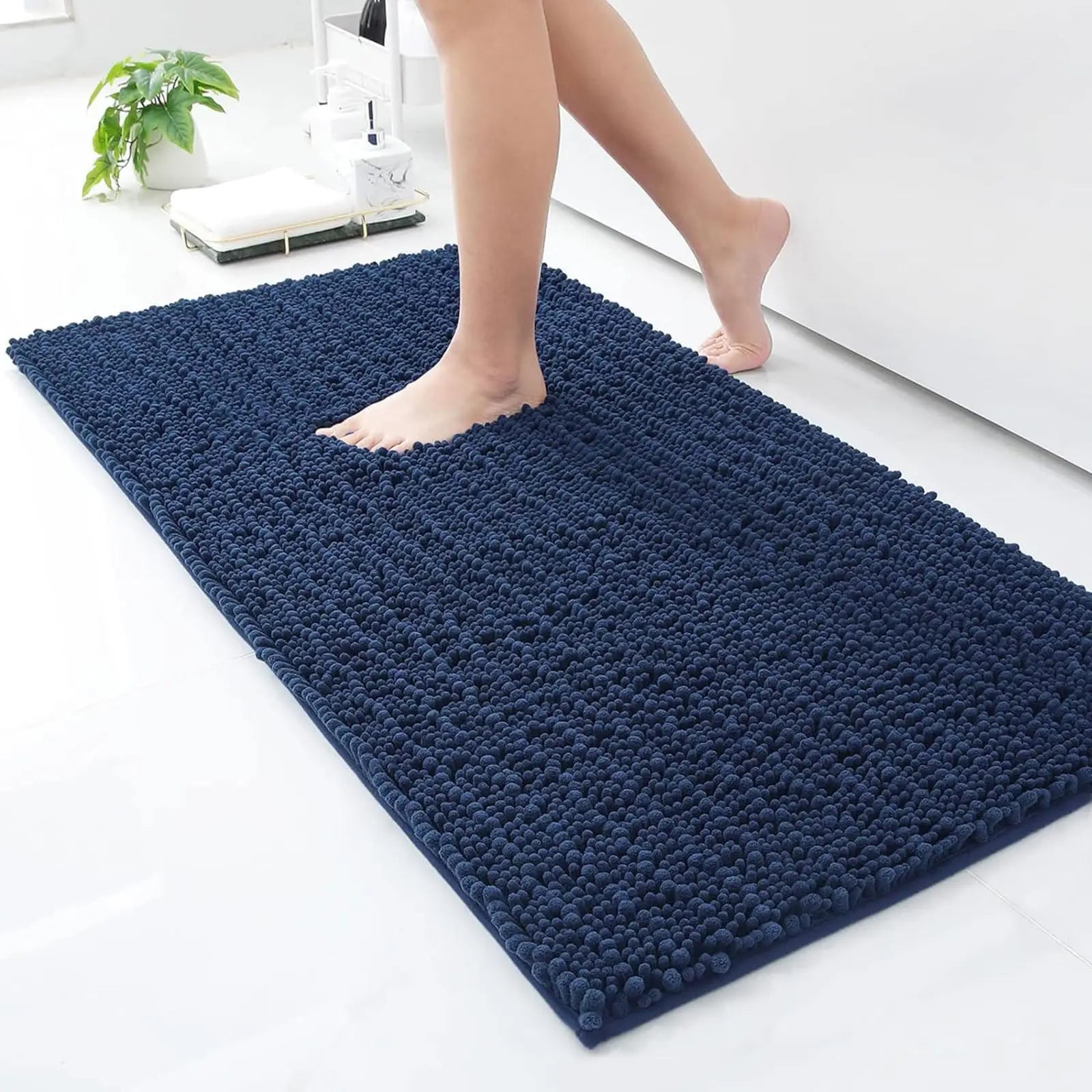 Homaxy New Chenille One Thick And Three Fine Floor Mat Indoor Non Slip Doormat Dirt Trap Absorbs Water Comfortable Bathroom Mats