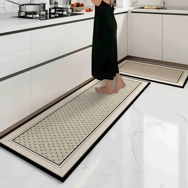 Kitchen Carpet Waterproof Oil-proof Floor Mat Pvc Leather Non-slip Foot Mats Long Strip Home Decoration Rug Alfombra De Cocina