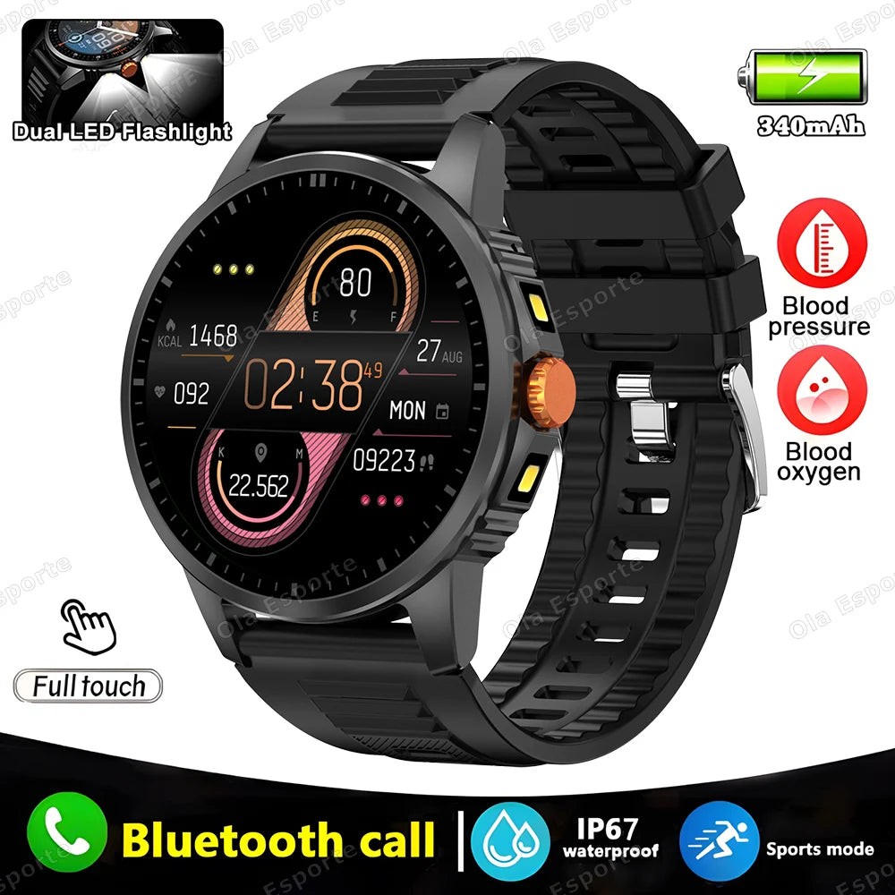 2025 New Men's GPS Sports Smart Watch 1.53'' AMOLED Display LED Flashlight Heart Rate Bluetooth Call 5ATM Waterproof Smartwatch