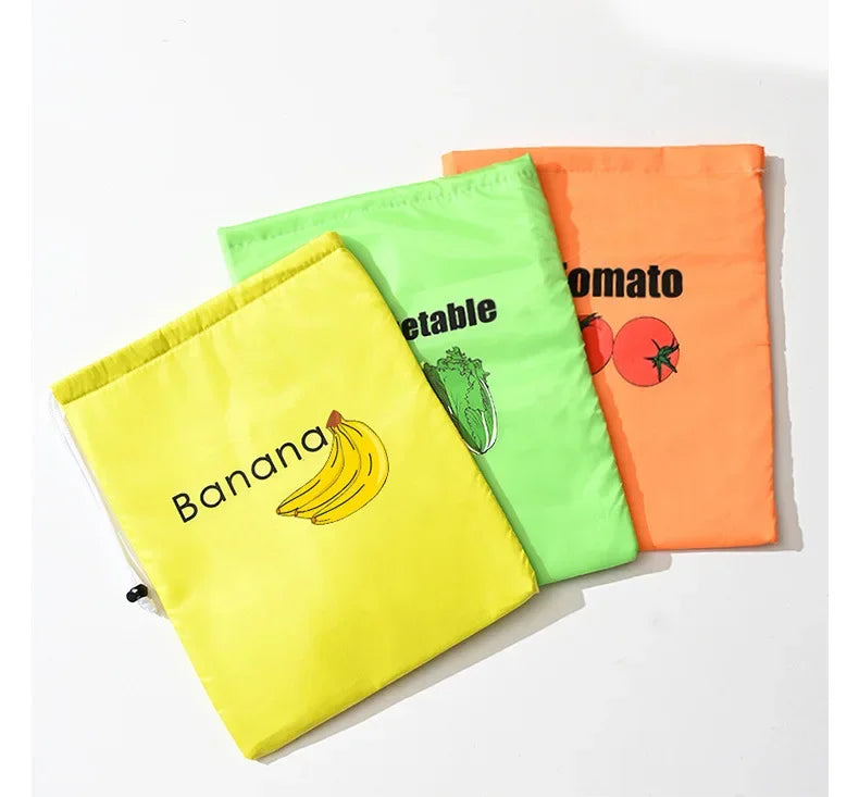 ‌"Insulated Fresh-Keeper Bag - Reusable Storage Organizer for Bananas, Lettuce & Vegetables (Drawstring Closure)"